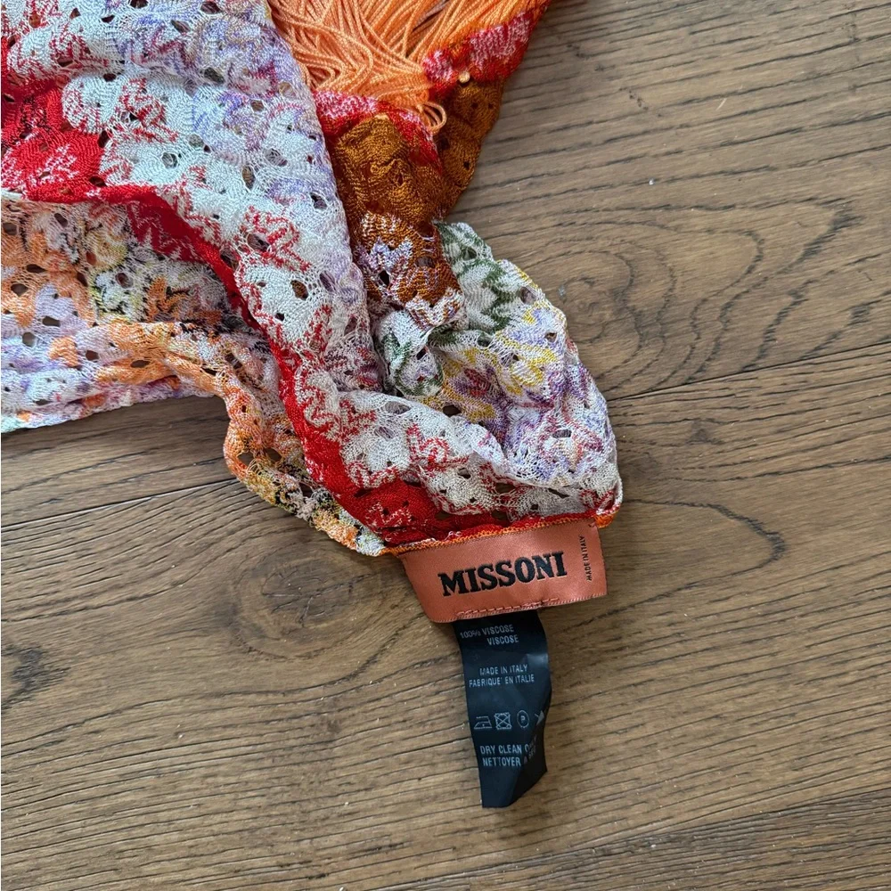 NWOT Missoni Multicolor fringe wrap or sarong - Picture 3 of 3